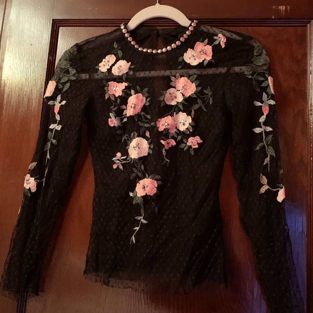 Topshop floral mesh top